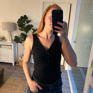 Abercrombie ribbed henley bodysuit, size S